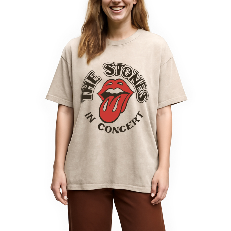 Modecanvas The Stones In Concert DTG Printing Washed T-Shirt