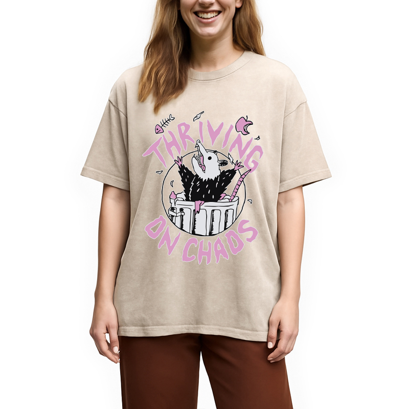 Modecanvas Thriving On Chaos Angry Possum DTG Printing Washed T-Shirt