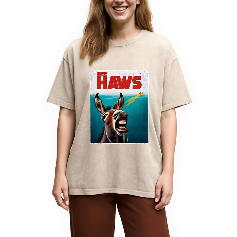 Modecanvas Funny Donkey And Rubber Chicken DTG Printing Washed T-Shirt