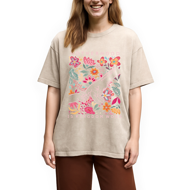 Modecanvas Motherhood Is Kingdom Work DTG Printing Washed T-Shirt