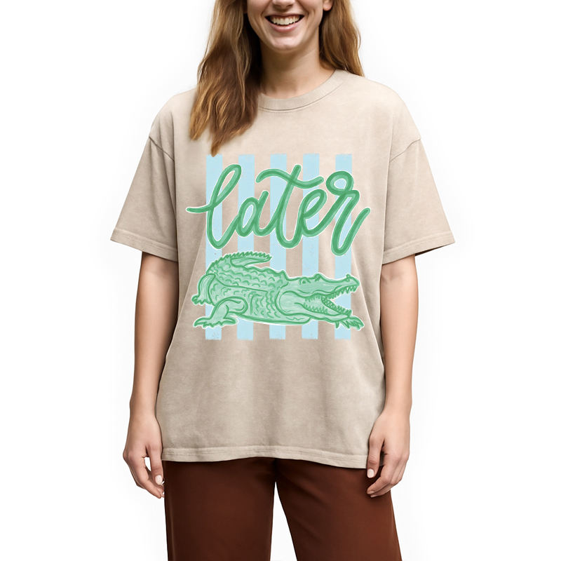 Modecanvas Later Gator Preppy Vacation DTG Printing Washed T-Shirt