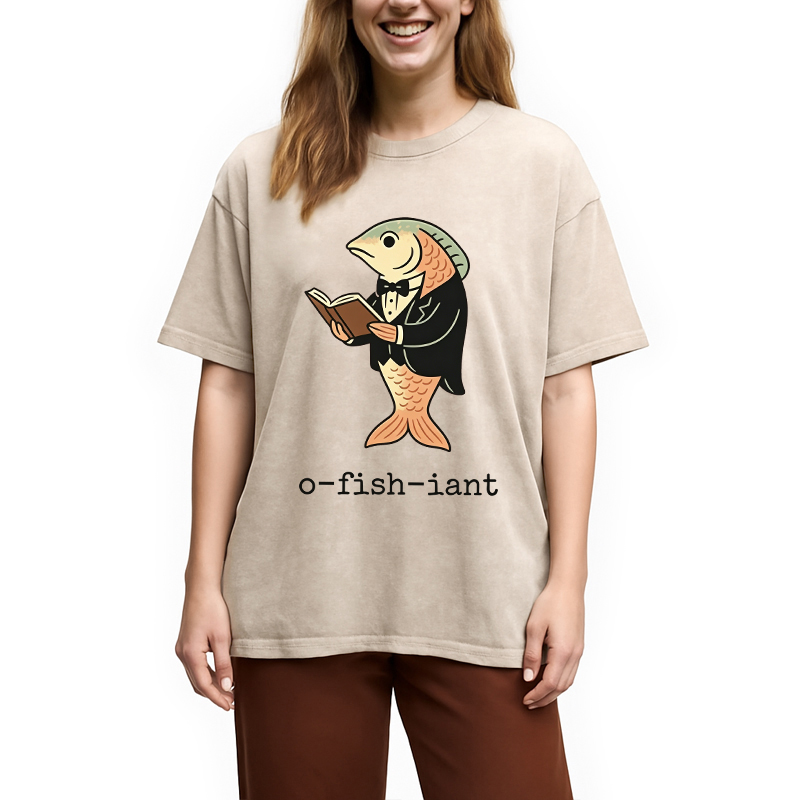 Modecanvas Fisherman O-fish-iant DTG Printing Washed T-Shirt