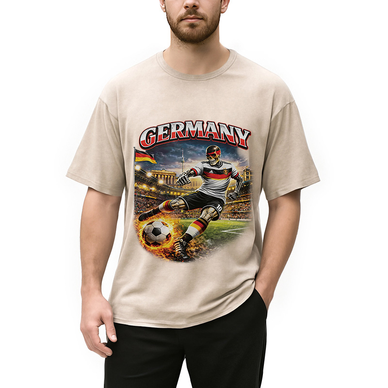 Modecanvas Germany Soccer Vintage DTG Printing Washed T-Shirt