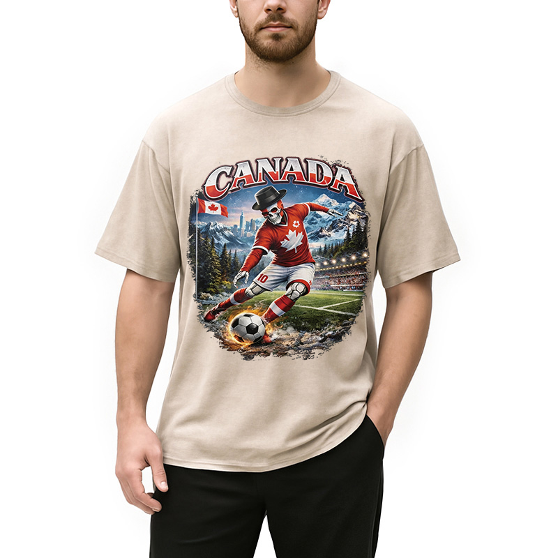 Modecanvas Canada Soccer Vintage DTG Printing Washed T-Shirt