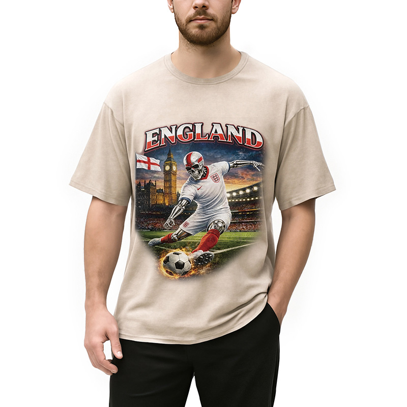 Modecanvas England Soccer DTG Printing Washed T-Shirt