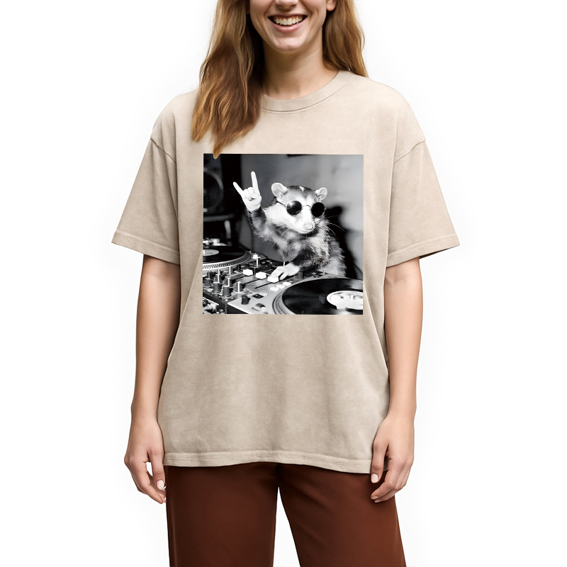 Modecanvas DJ Possum DTG Printing Washed T-Shirt