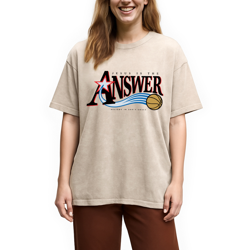 Modecanvas Jesus Is The Answer DTG Printing Washed T-Shirt