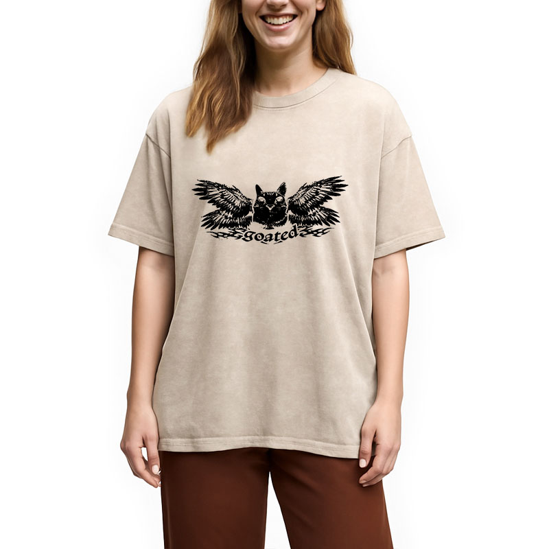 Modecanvas Grunge Kitten DTG Printing Washed T-Shirt