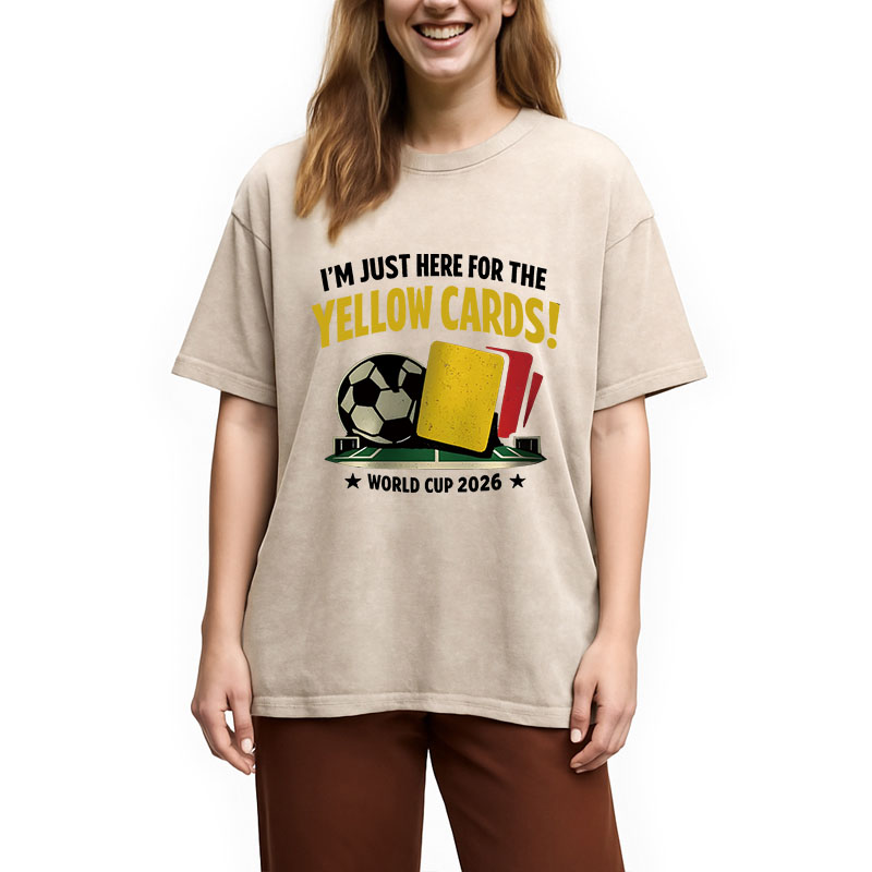 Modecanvas Funny Yellow Card Soccer DTG Printing Washed T-Shirt