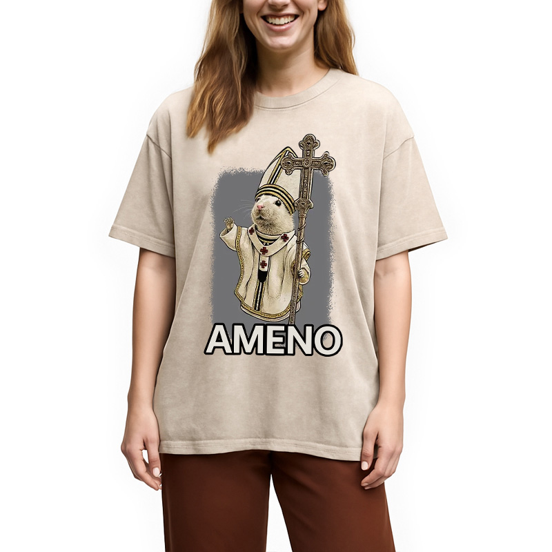 Modecanvas Papal Hamster Washed T-Shirt