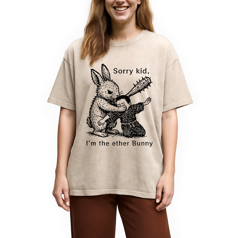 Modecanvas Bad Rabbit Funny Washed T-Shirt
