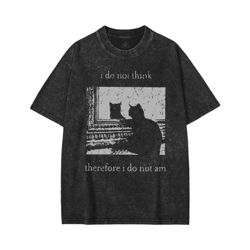 Modecanvas I Do Not Think Therefore I Do Not Am Washed T-shirt