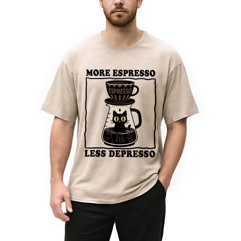 Modecanvas Cats And Coffee Washed T-Shirt