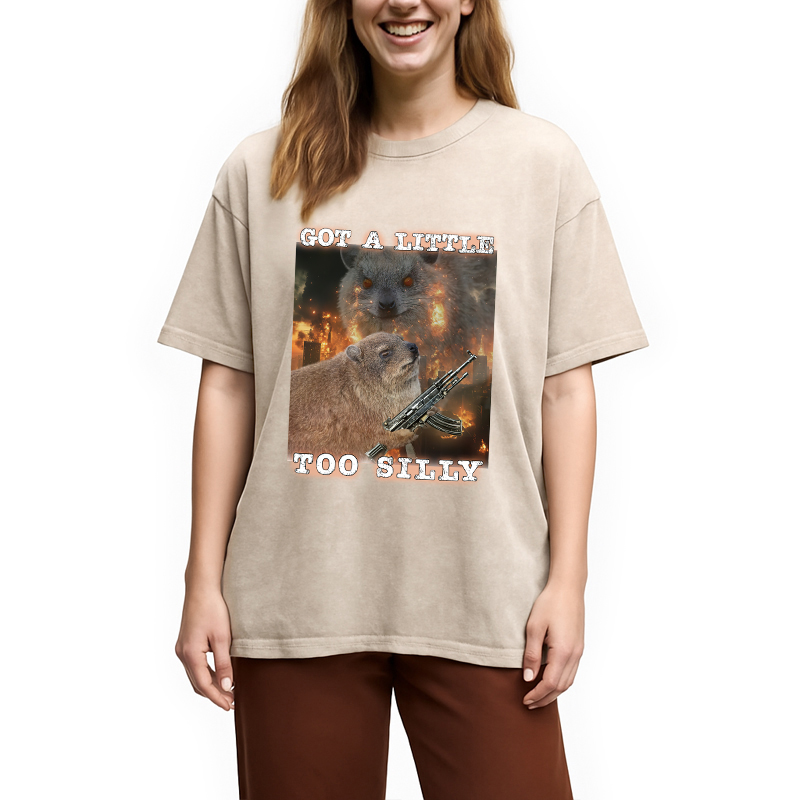 Modecanvas Got A Little Too Silly Rock Hyrax Washed T-Shirt