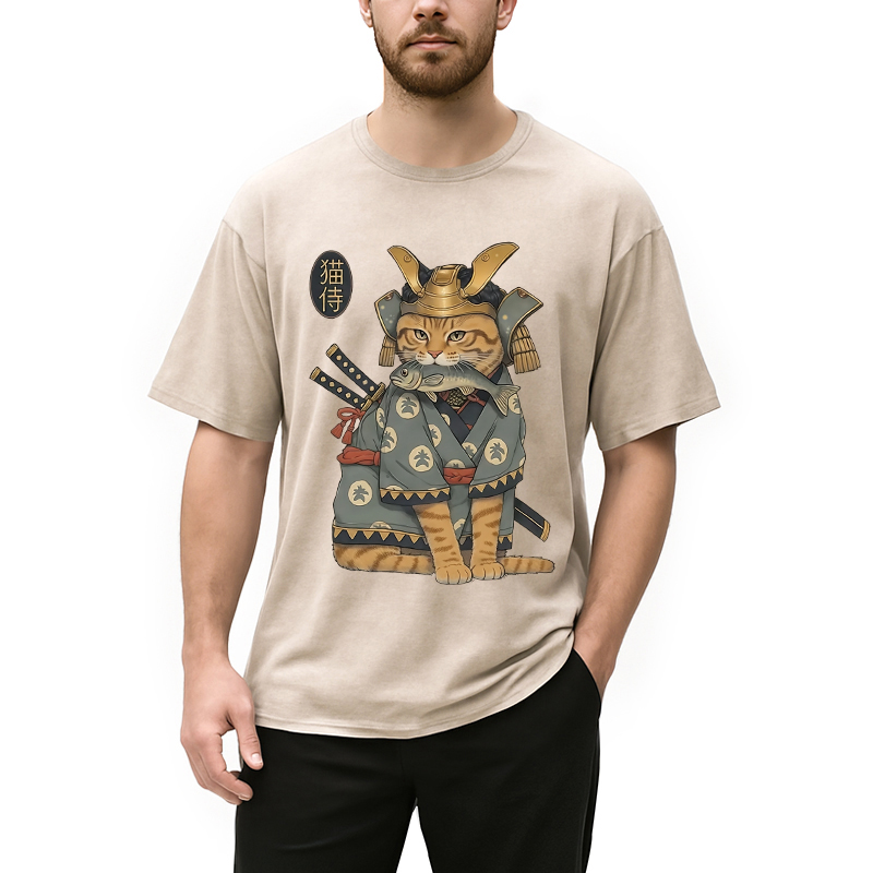 Modecanvas Cat Japanese Genera Washed T-Shirt