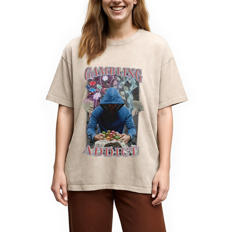 Modecanvas Gambling Addict Washed T-Shirt