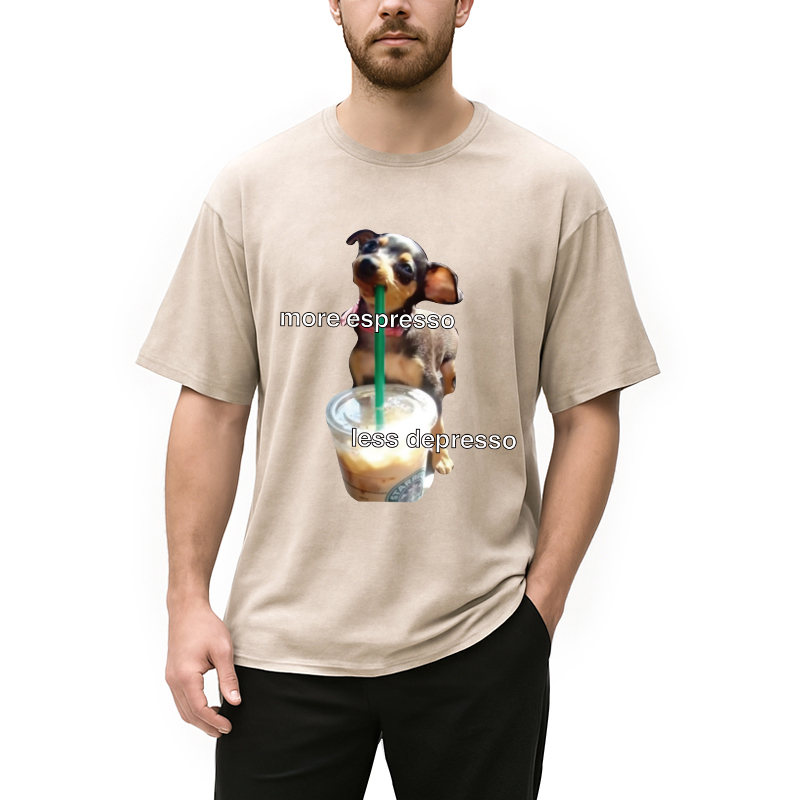 Modecanvas More Espresso Less Depresso Meme Washed T-Shirt
