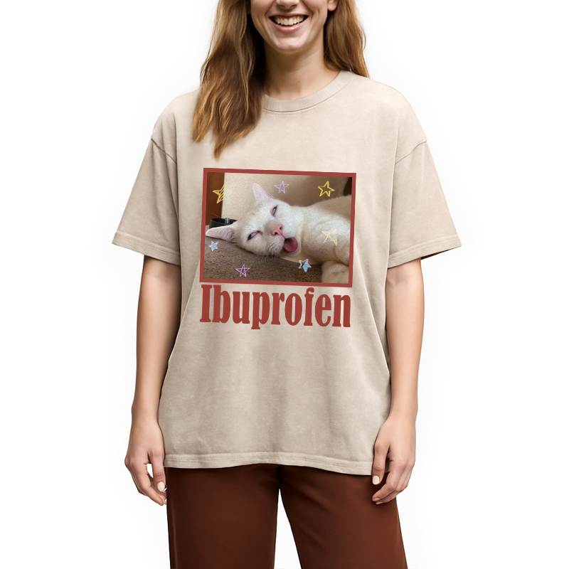 Modecanvas Buprofen Cat Meme Washed T-Shirt