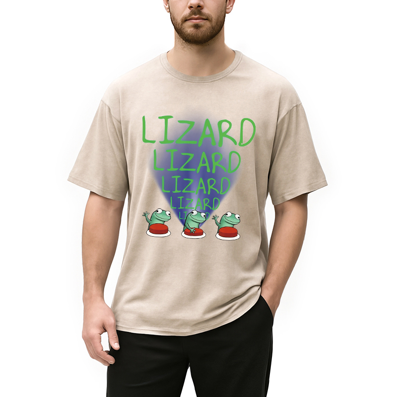 Modecanvas Lizard Lizard Lizard Meme Washed T-Shirt