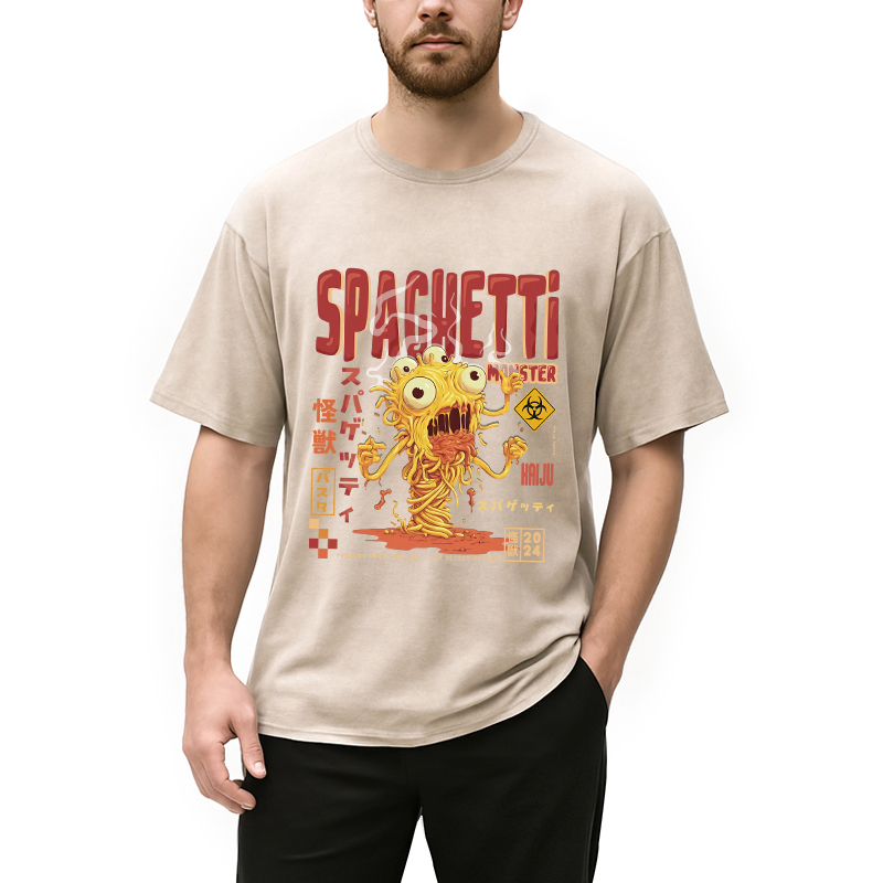 Modecanvas Monster Spaghetti Japanese Retro Tokyo Washed T-Shirt