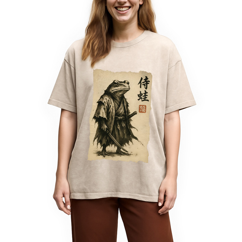 Modecanvas Samurai Frog Washed T-Shirt
