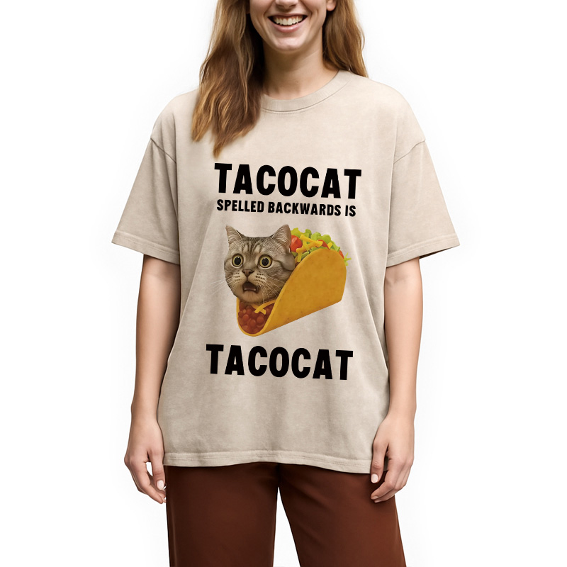 Modecanvas Tacocat Funny Meme Washed T-Shirt