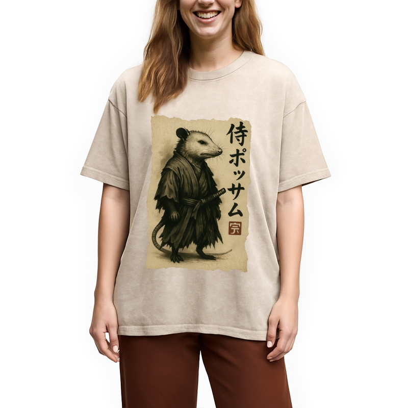 Modecanvas Samurai Opossum Washed T-Shirt
