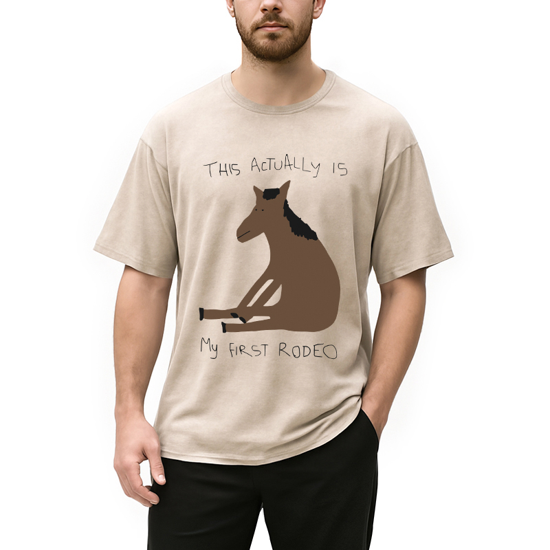 Modecanvas This Actually is My First Rodeo Washed T-Shirt