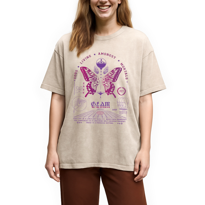 Modecanvas Butterflies Living Among Us Washed T-Shirt