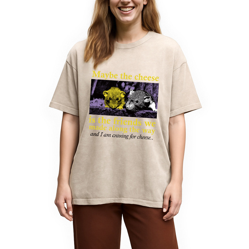 Modecanvas Maybe The Cheese Rat Washed T-Shirt