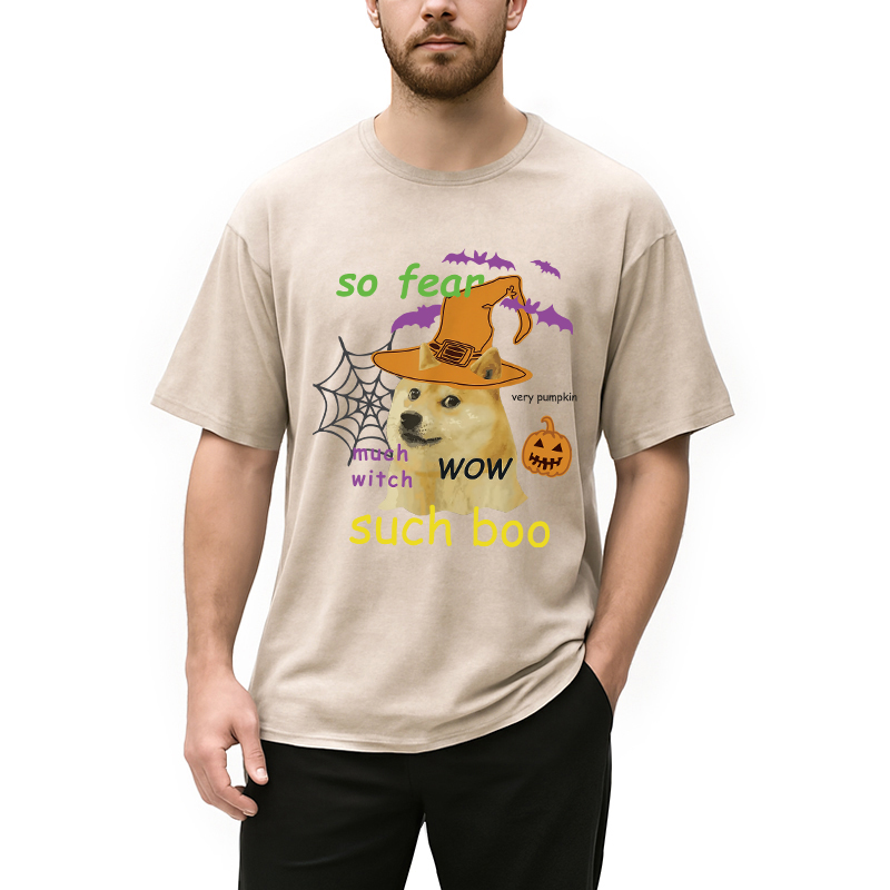 Modecanvas Halloween Doge Washed T-Shirt