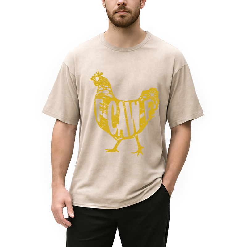 Modecanvas F-CAW-F Hen Funny Chicken Washed T-Shirt