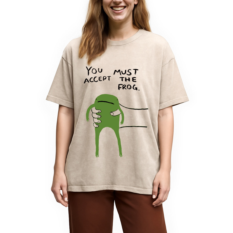 Modecanvas Give You Frog Washed T-Shirt
