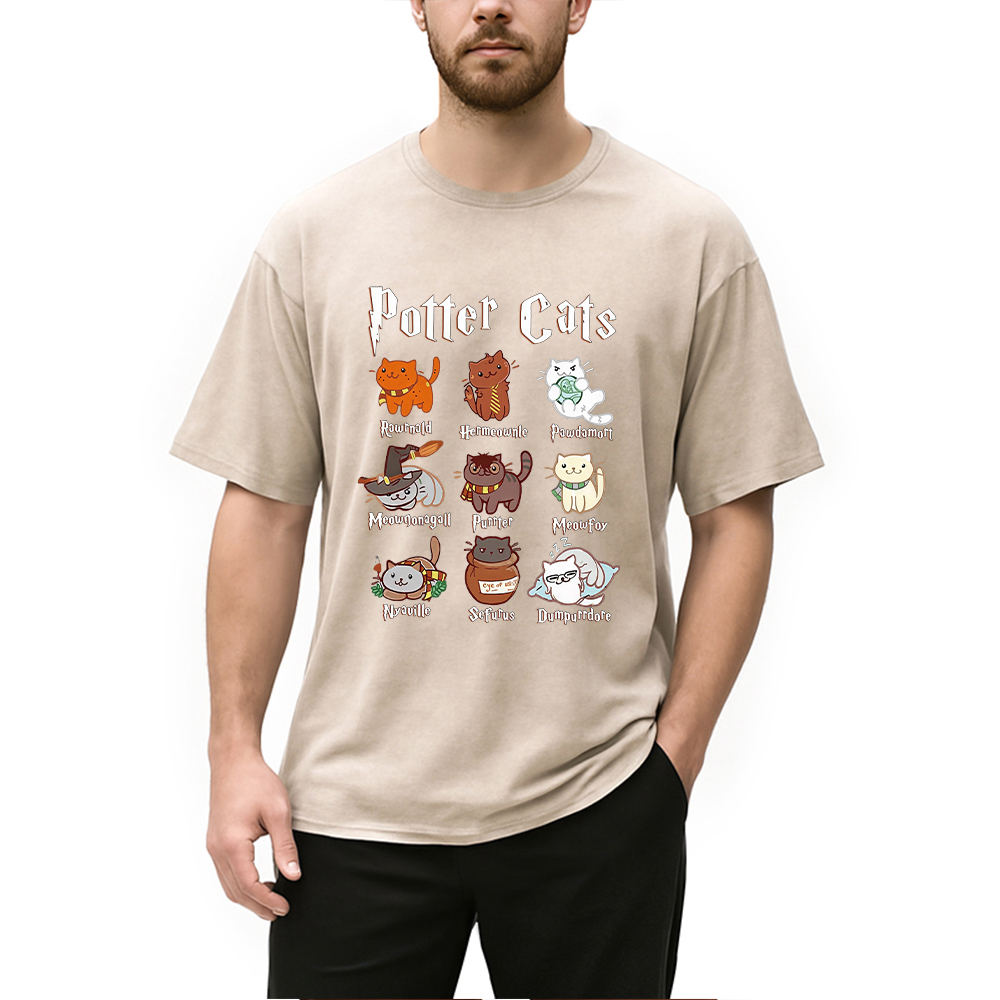 Modecanvas Wizard Cats Washed T-Shirt
