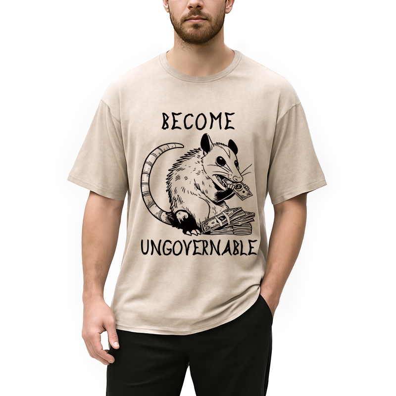 Modecanvas Become Ungovernable Opossum Washed T-Shirt