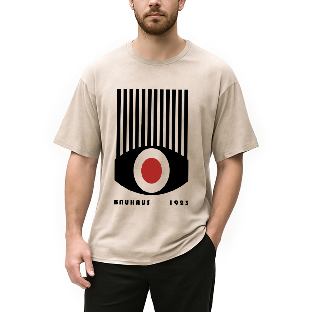 Modecanvas Bauhaus Red Black Eyes Washed T-Shirt