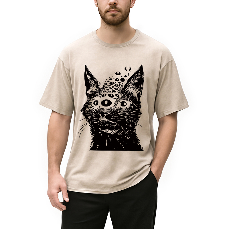 Modecanvas Weirdcore Cat Washed T-Shirt