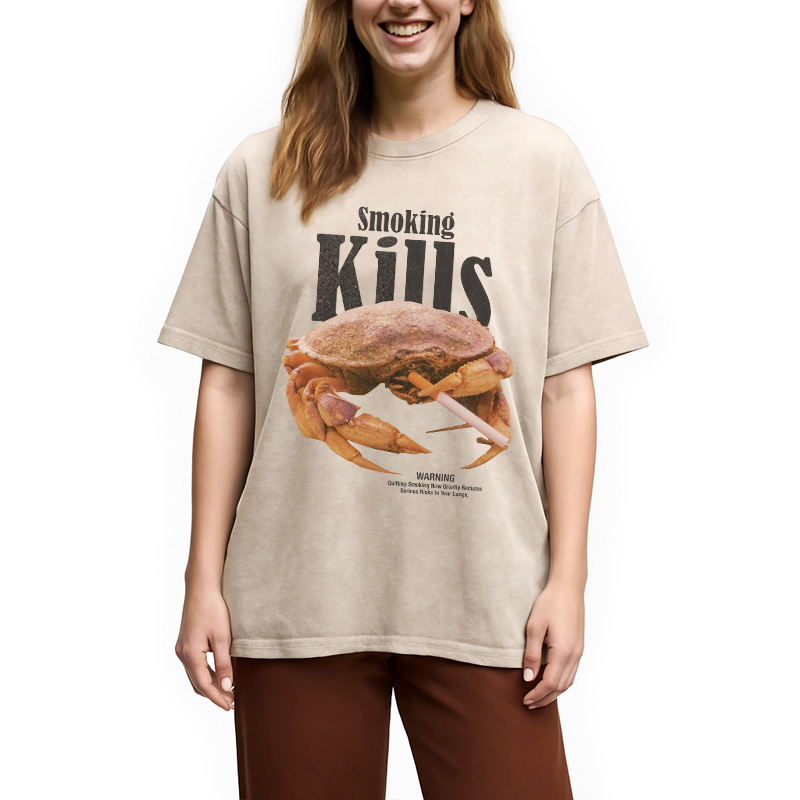 Modecanvas Smoking Kills But Crab Not Washed T-Shirt