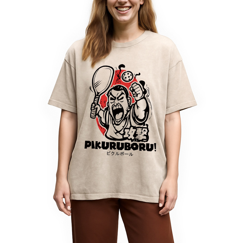 Modecanvas Angry Pikuruboru Pickleball Washed T-Shirt