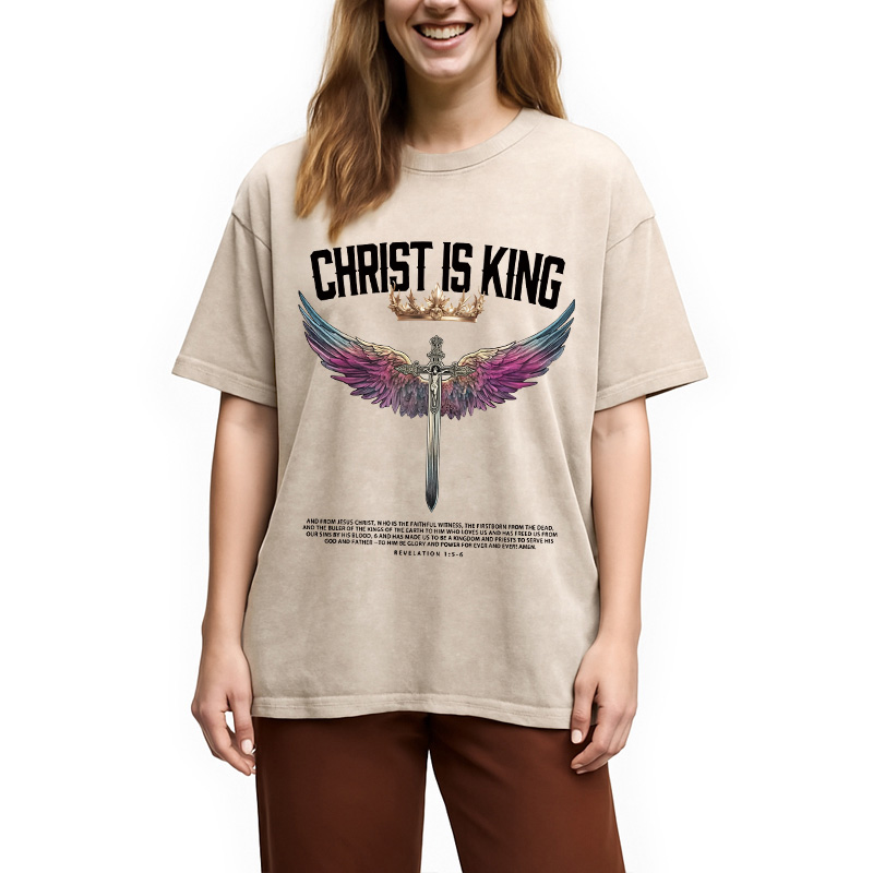 Modecanvas Christ Is King Christian Washed T-Shirt