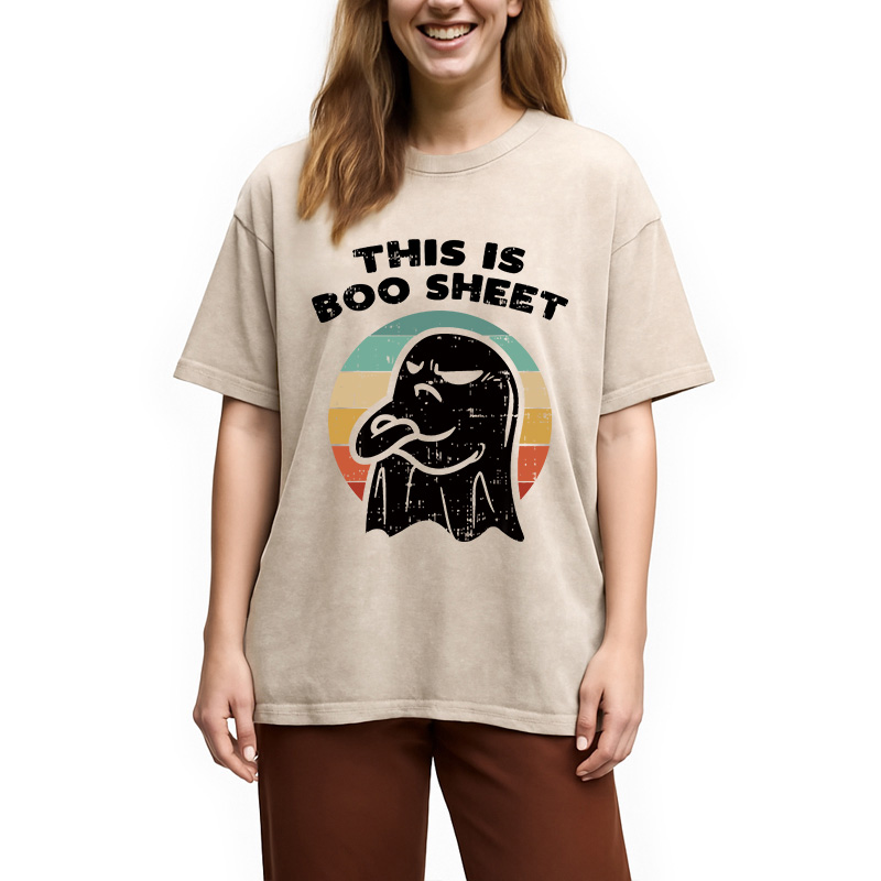 Modecanvas This Is Boo Sheet Ghost Retro Halloween Washed T-Shirt