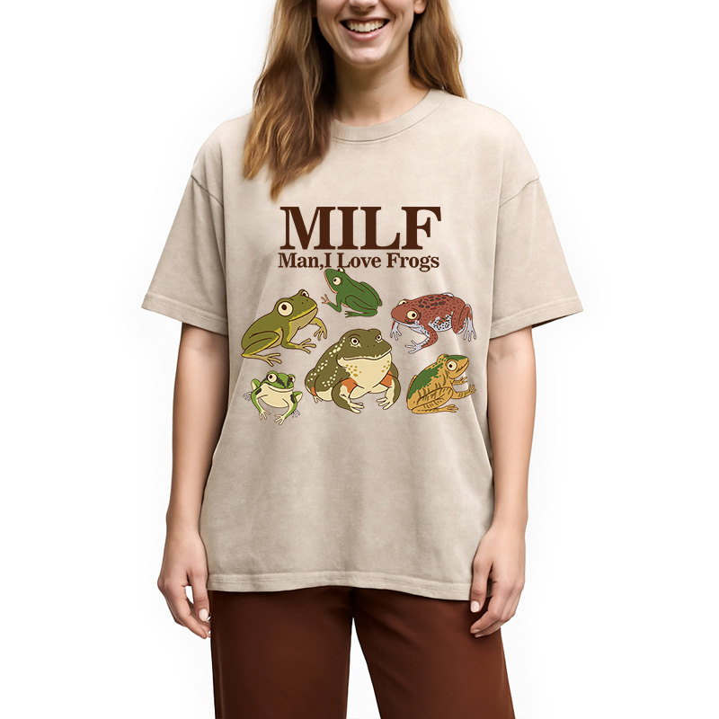 Modecanvas I Love Frogs Washed T-Shirt