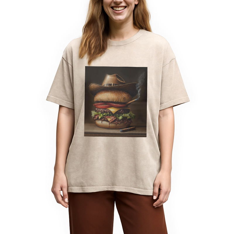 Modecanvas Funny Hamburger Meme Washed T-Shirt