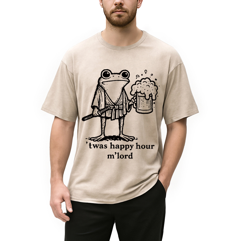 Modecanvas Happy Hour Frog Washed T-Shirt