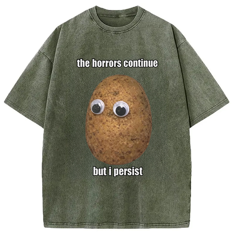 Modecanvas The Horrors Continue But I Persist DTG Printing Washed T-Shirt