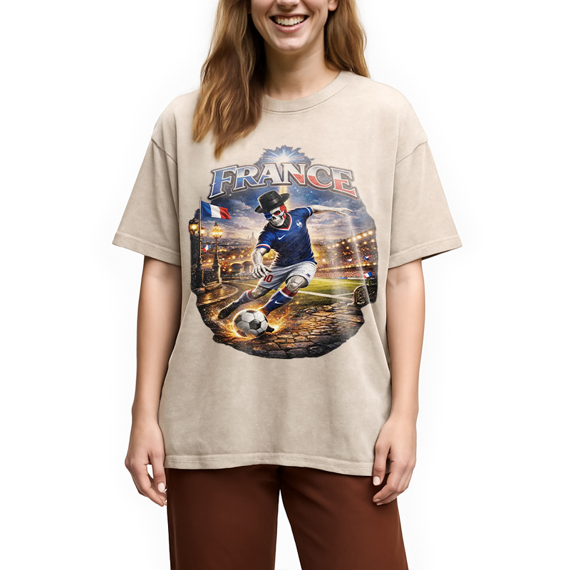 Modecanvas France Soccer DTG Printing Washed T-Shirt