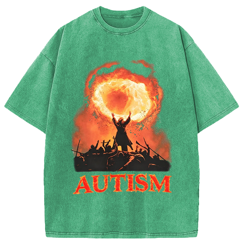 Modecanvas Autism Fire DTG Printing Washed T-Shirt