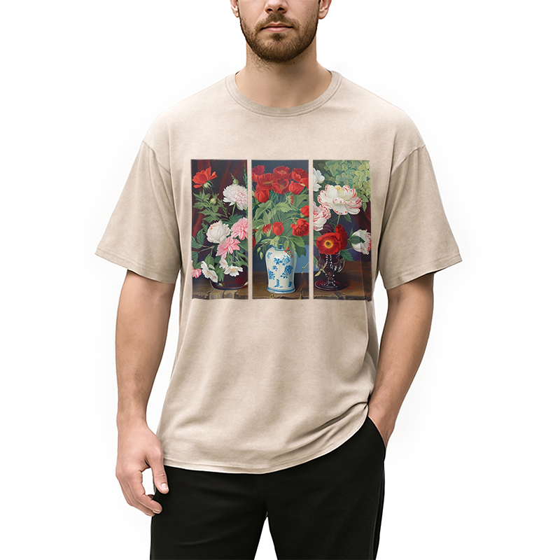 Modecanvas Van Gogh Flower Washed T-Shirt