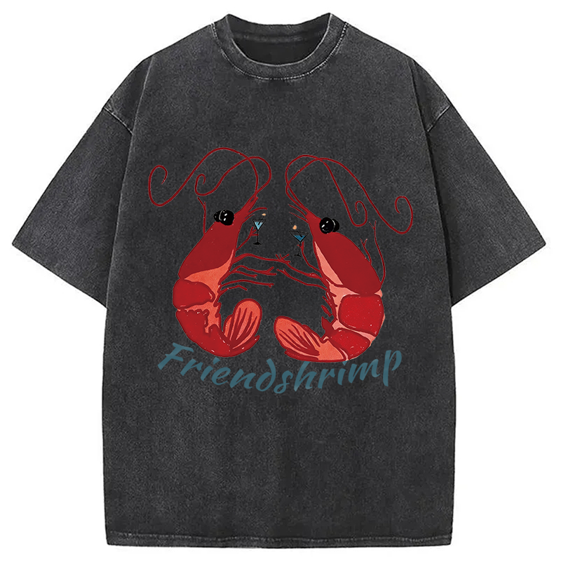 Modecanvas Friendshrimp DTG Printing Washed T-Shirt