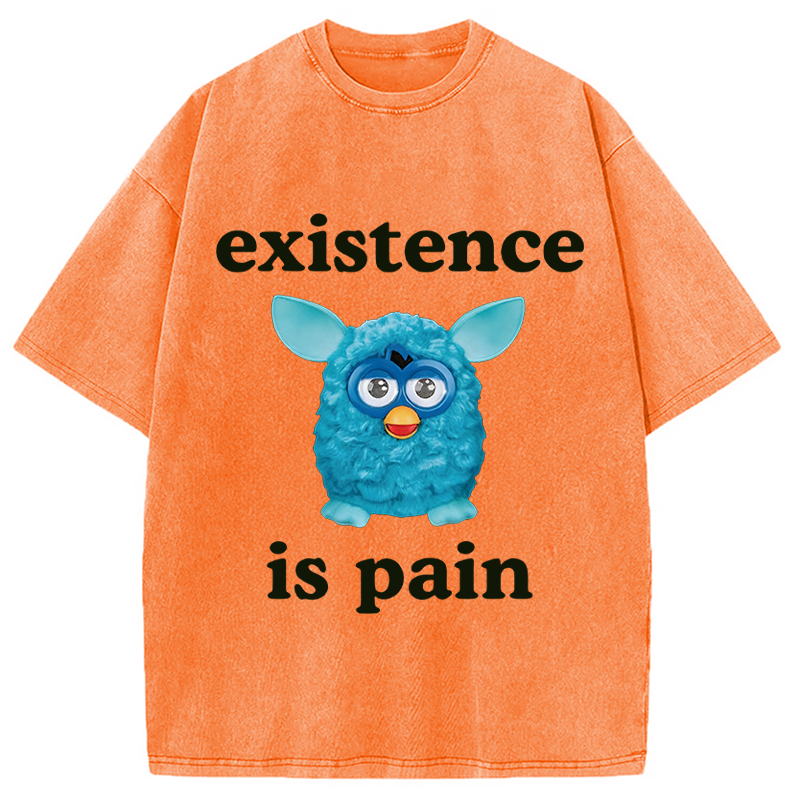 Modecanvas Existence Is Pain DTG Printing Washed T-Shirt